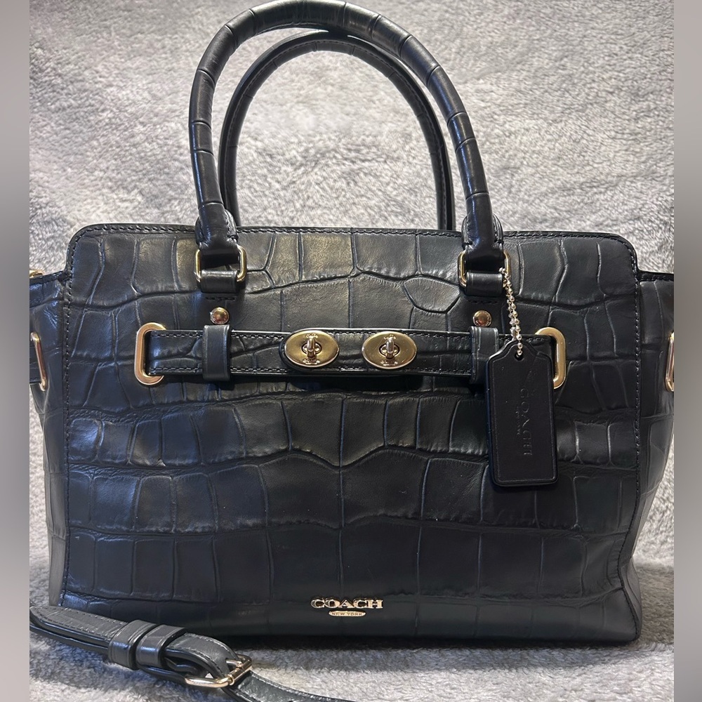 Coach Blake Croc Embossed Genuine Leather Carryall Tote - Picture 4 of 16